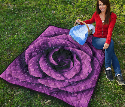 Dark Purple Rose Print Quilt