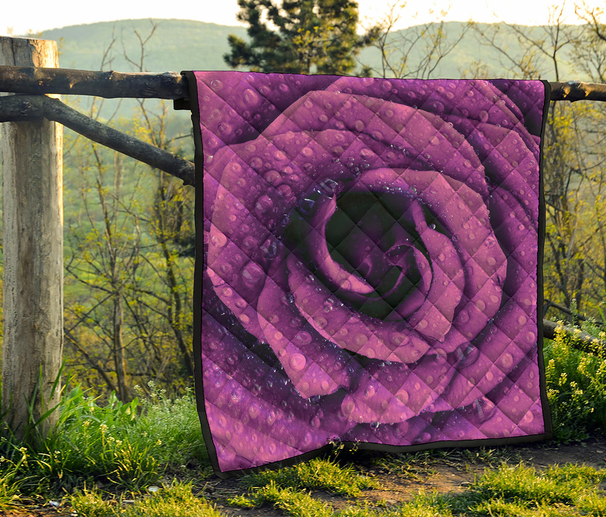 Dark Purple Rose Print Quilt