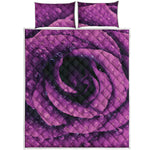Dark Purple Rose Print Quilt Bed Set