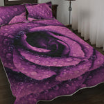 Dark Purple Rose Print Quilt Bed Set