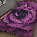 Dark Purple Rose Print Quilt Bed Set