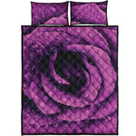 Dark Purple Rose Print Quilt Bed Set