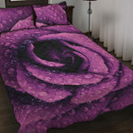 Dark Purple Rose Print Quilt Bed Set