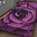 Dark Purple Rose Print Quilt Bed Set
