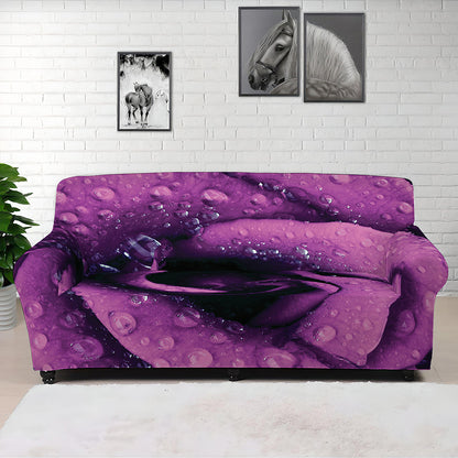 Dark Purple Rose Print Sofa Cover