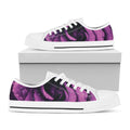Dark Purple Rose Print White Low Top Sneakers