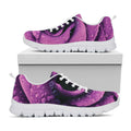 Dark Purple Rose Print White Running Shoes