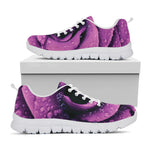 Dark Purple Rose Print White Sneakers