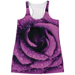 Dark Purple Rose Print Women's Racerback Tank Top