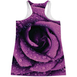 Dark Purple Rose Print Women's Racerback Tank Top