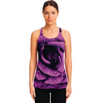 Dark Purple Rose Print Women's Racerback Tank Top