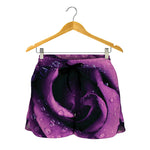 Dark Purple Rose Print Women's Shorts