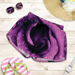 Dark Purple Rose Print Women's Shorts