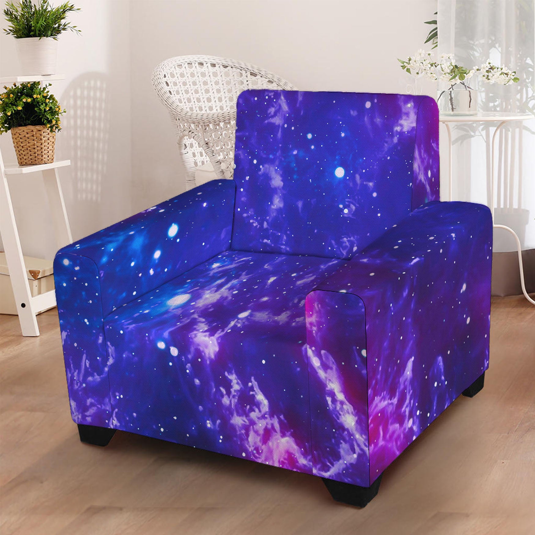 Dark Purple Universe Galaxy Space Print Armchair Slipcover