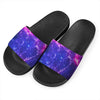 Dark Purple Universe Galaxy Space Print Black Slide Sandals