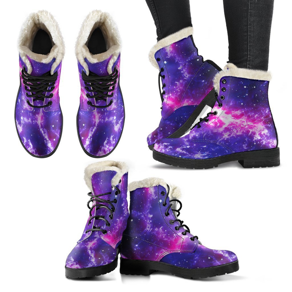 Dark Purple Universe Galaxy Space Print Comfy Boots GearFrost