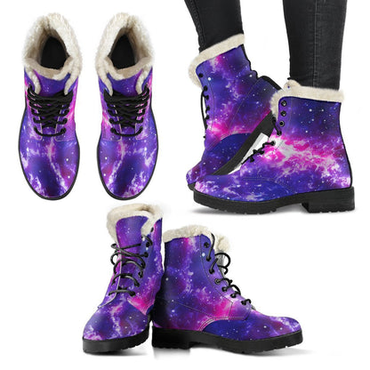 Dark Purple Universe Galaxy Space Print Comfy Boots GearFrost