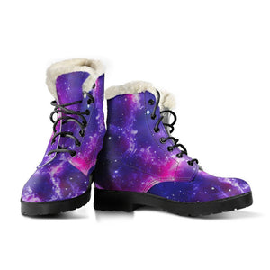 Dark Purple Universe Galaxy Space Print Comfy Boots GearFrost