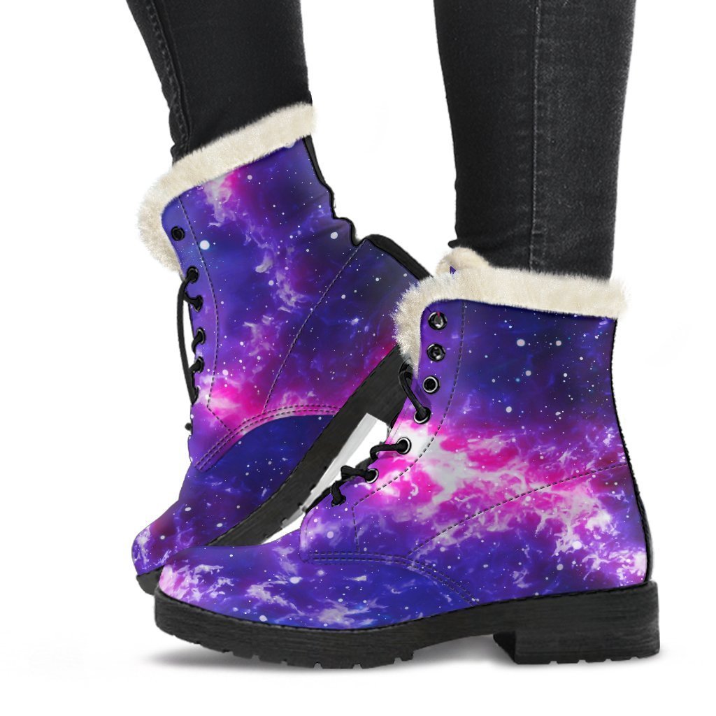 Dark Purple Universe Galaxy Space Print Comfy Boots GearFrost