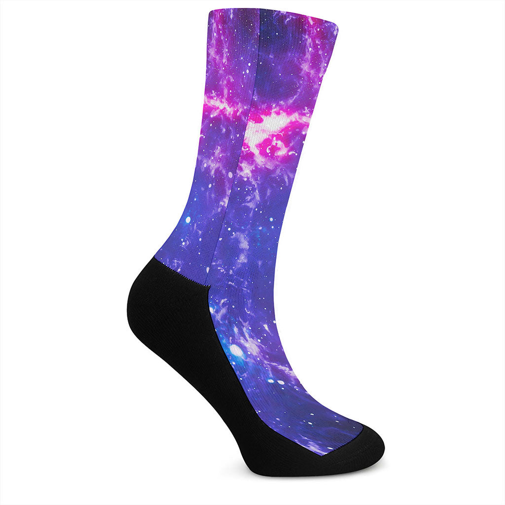 Dark Purple Universe Galaxy Space Print Crew Socks