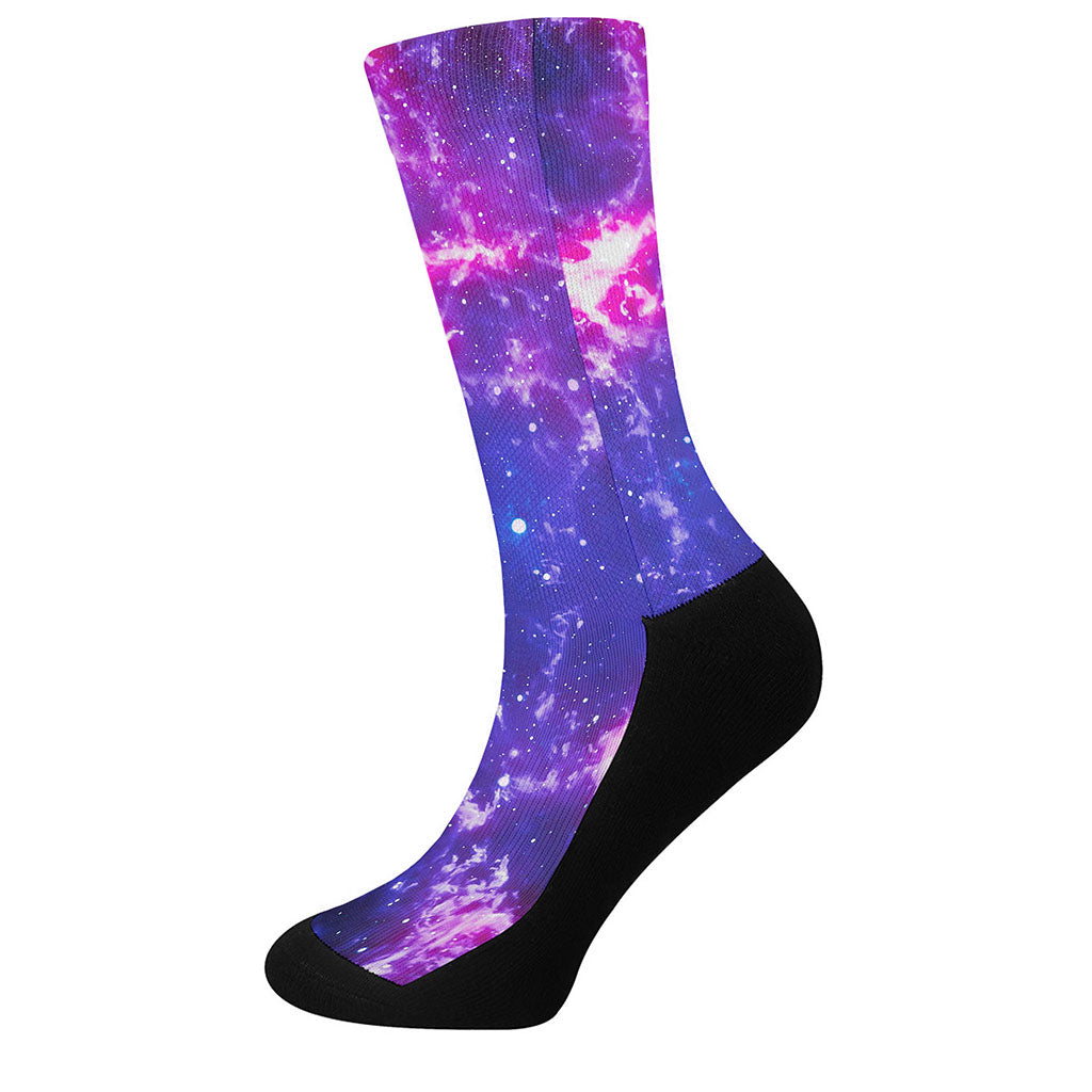 Dark Purple Universe Galaxy Space Print Crew Socks