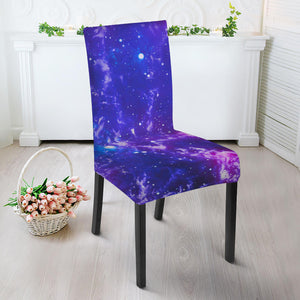 Dark Purple Universe Galaxy Space Print Dining Chair Slipcover