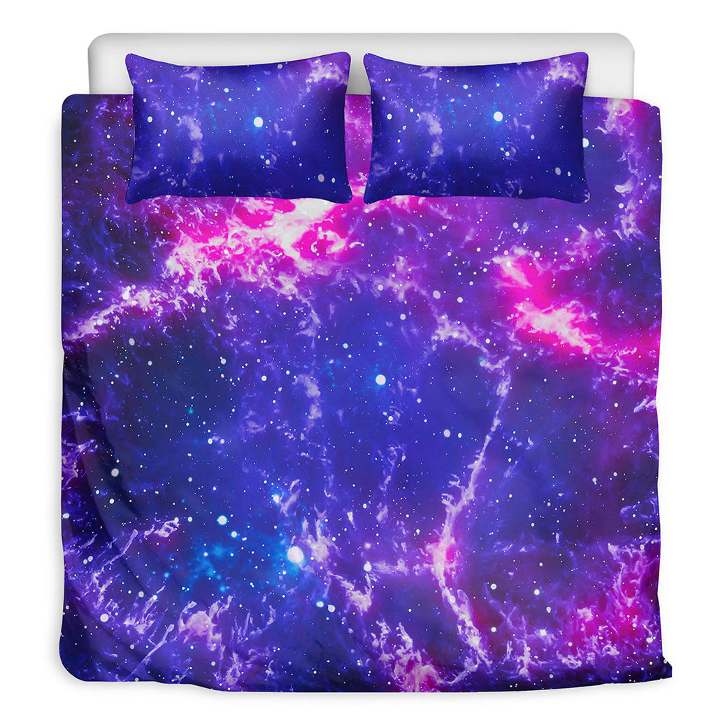 Dark Purple Universe Galaxy Space Print Duvet Cover Bedding Set