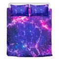Dark Purple Universe Galaxy Space Print Duvet Cover Bedding Set