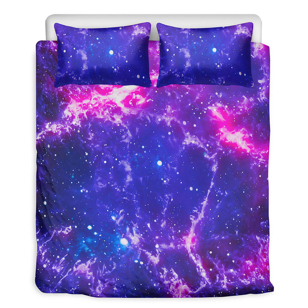 Dark Purple Universe Galaxy Space Print Duvet Cover Bedding Set