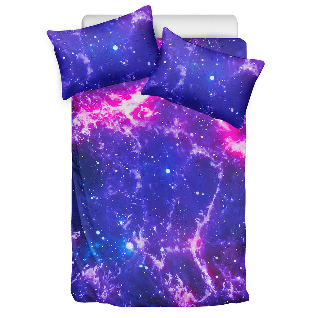 Dark Purple Universe Galaxy Space Print Duvet Cover Bedding Set