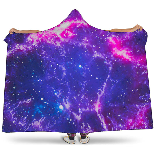 Dark Purple Universe Galaxy Space Print Hooded Blanket
