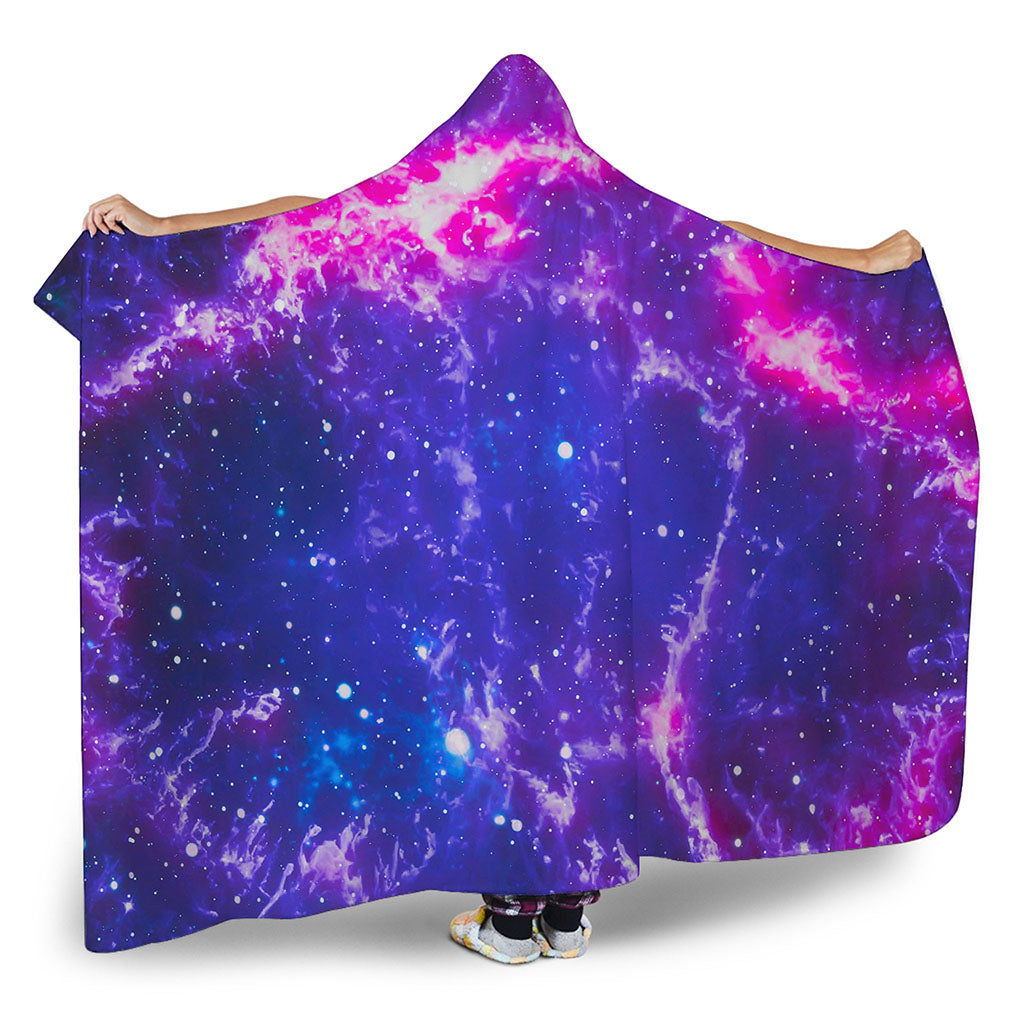 Dark Purple Universe Galaxy Space Print Hooded Blanket