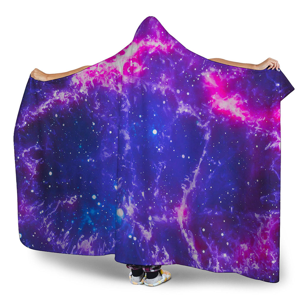 Dark Purple Universe Galaxy Space Print Hooded Blanket