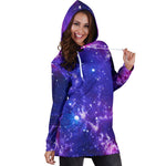 Dark Purple Universe Galaxy Space Print Hoodie Dress GearFrost