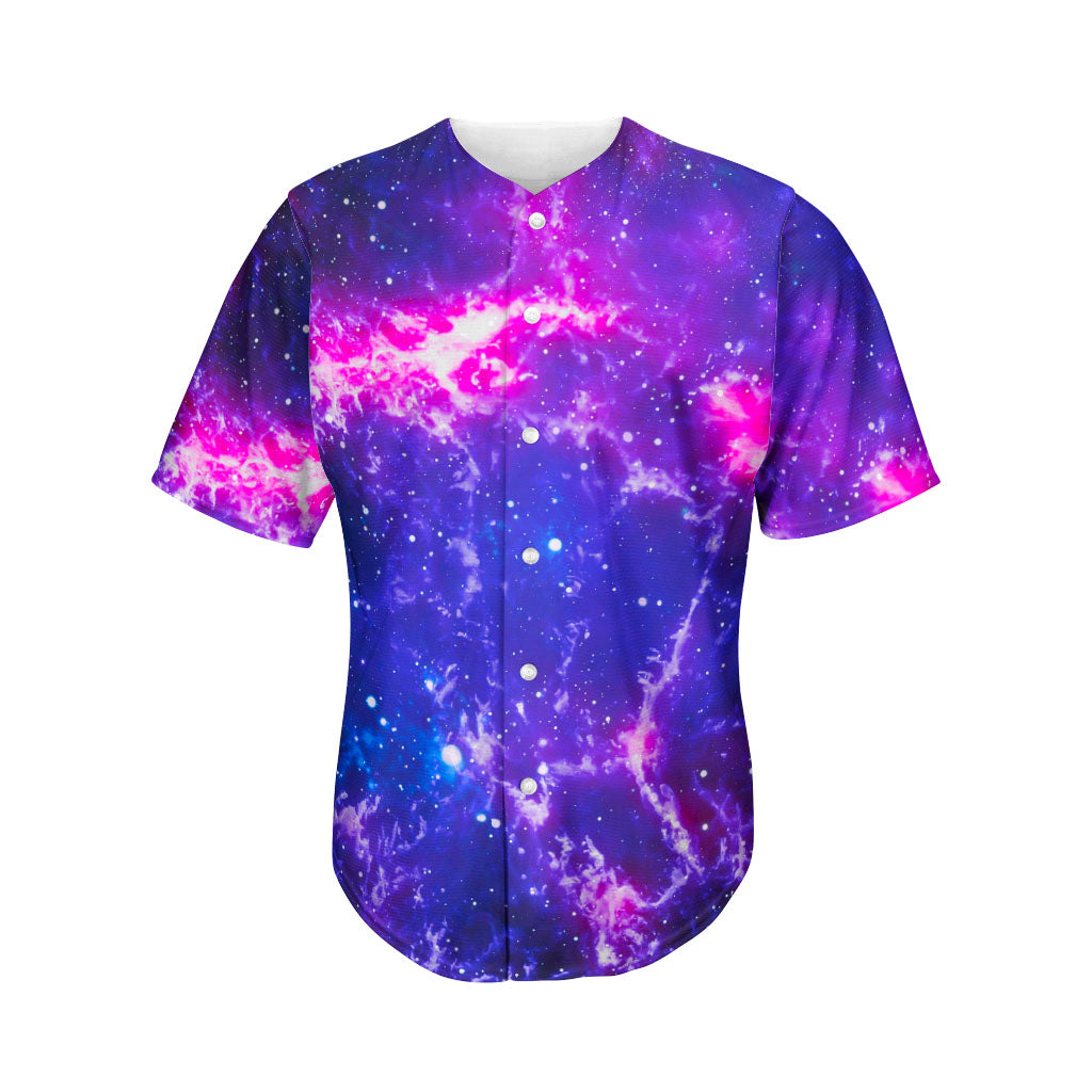 Dark Purple Universe Galaxy Space Print Men's Baseball Jersey