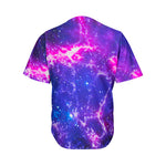 Dark Purple Universe Galaxy Space Print Men's Baseball Jersey
