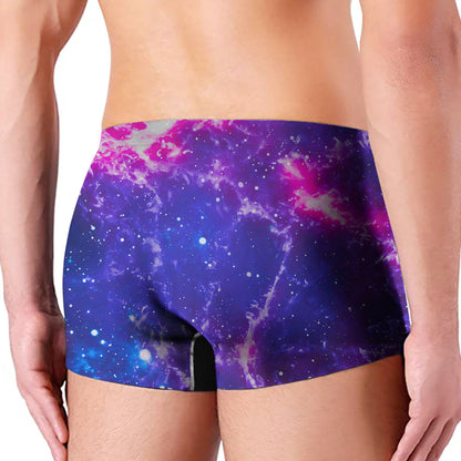 Dark Purple Universe Galaxy Space Print Men's Boxer Briefs