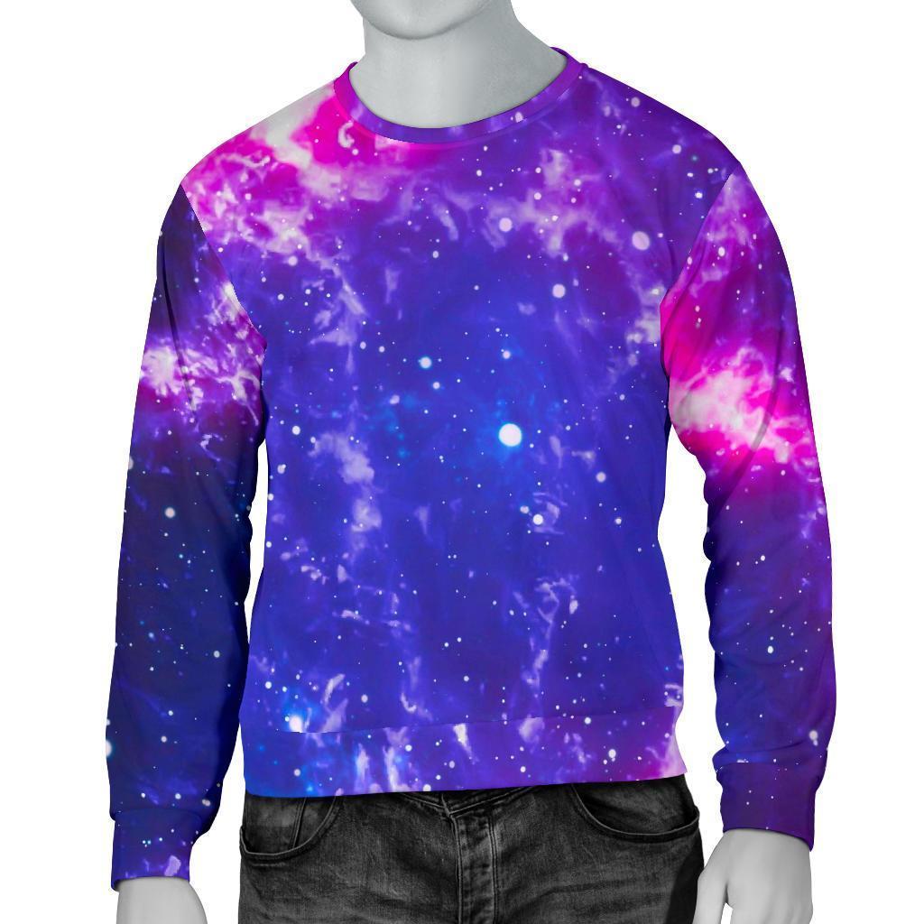 Dark Purple Universe Galaxy Space Print Men's Crewneck Sweatshirt GearFrost