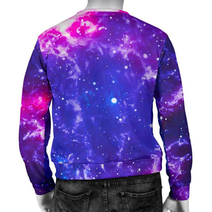 Dark Purple Universe Galaxy Space Print Men's Crewneck Sweatshirt GearFrost