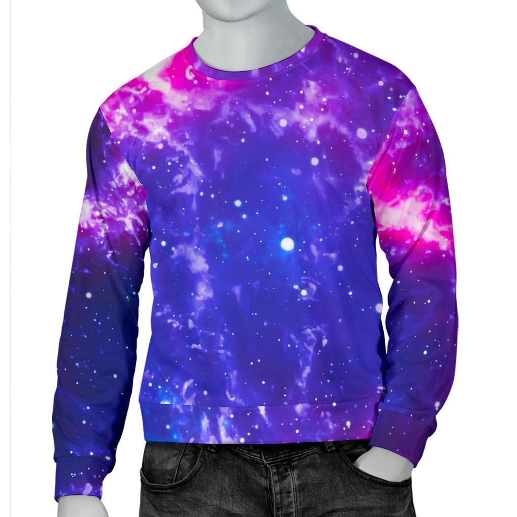 Dark Purple Universe Galaxy Space Print Men's Crewneck Sweatshirt GearFrost