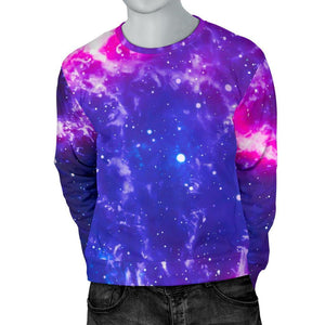 Dark Purple Universe Galaxy Space Print Men's Crewneck Sweatshirt GearFrost