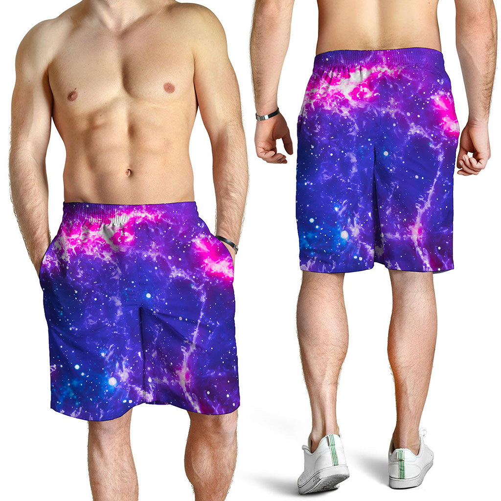 Dark Purple Universe Galaxy Space Print Men's Shorts