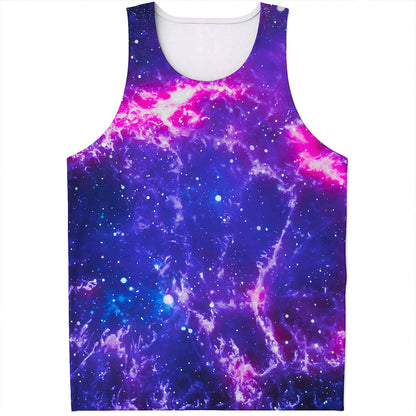 Dark Purple Universe Galaxy Space Print Men's Tank Top