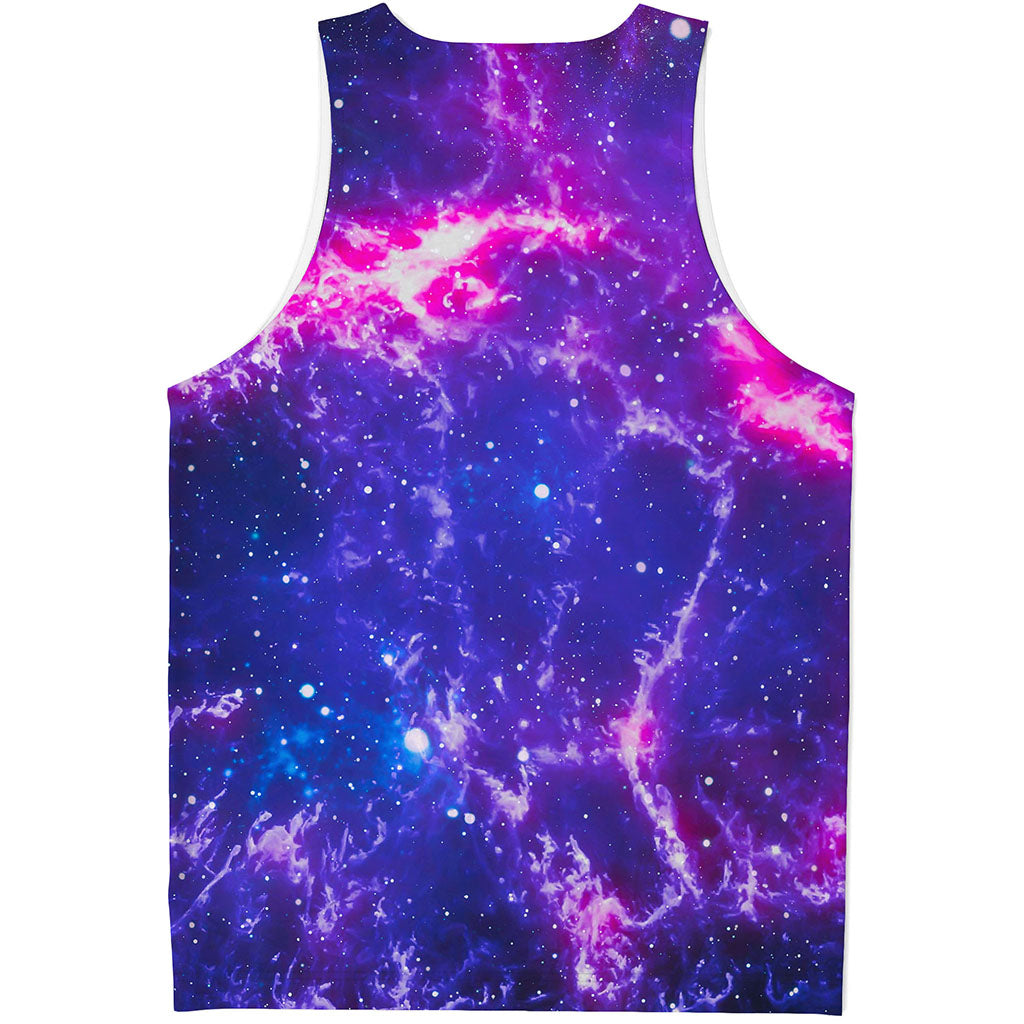 Dark Purple Universe Galaxy Space Print Men's Tank Top