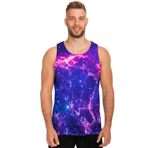 Dark Purple Universe Galaxy Space Print Men's Tank Top