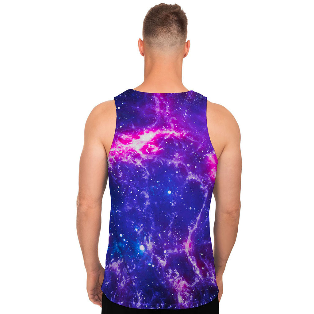 Dark Purple Universe Galaxy Space Print Men's Tank Top