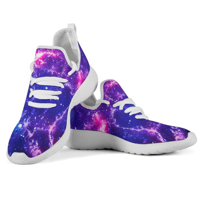 Dark Purple Universe Galaxy Space Print Mesh Knit Shoes GearFrost