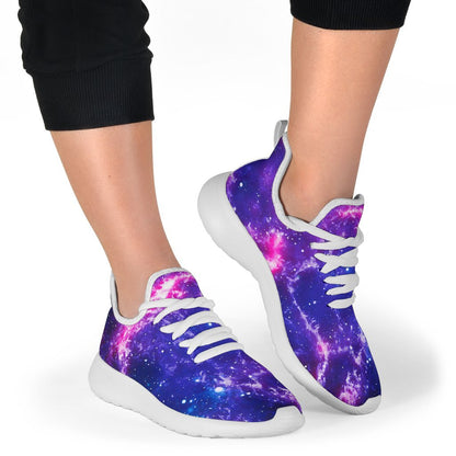 Dark Purple Universe Galaxy Space Print Mesh Knit Shoes GearFrost