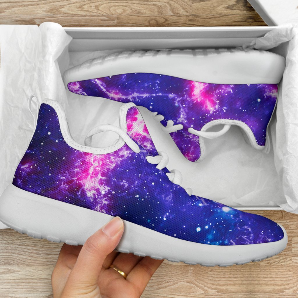 Dark Purple Universe Galaxy Space Print Mesh Knit Shoes GearFrost