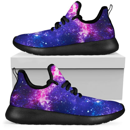 Dark Purple Universe Galaxy Space Print Mesh Knit Shoes GearFrost